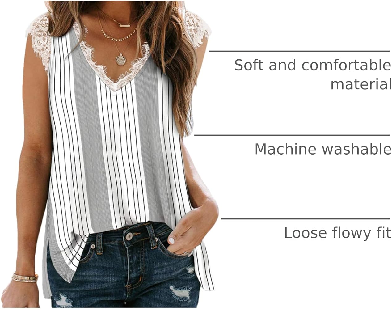 XIEERDUO V Neck Tank Tops for Women Sexy Summer Casual Loose